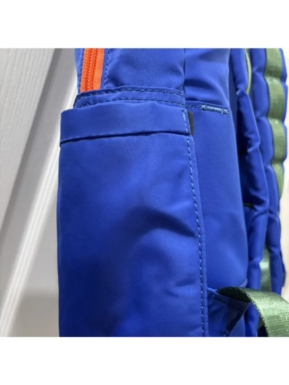 STATE Quilted Blue Backpack Orange Zips 15x12x4 Bottle Pocket Polyester